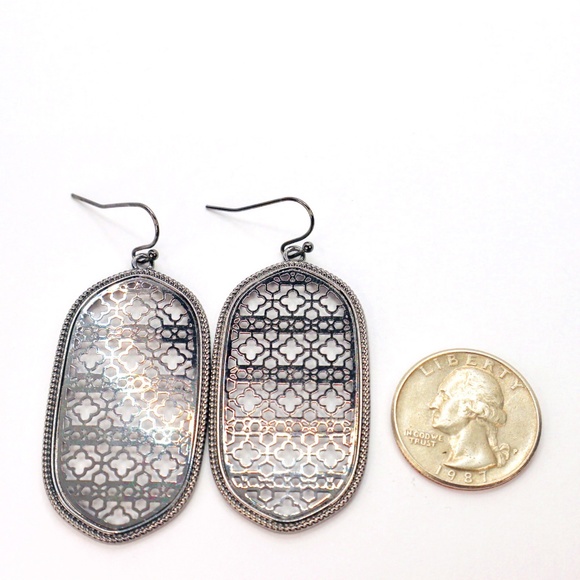 Black Filigree Earrings | Black Filigree Statement - Picture 2 of 2
